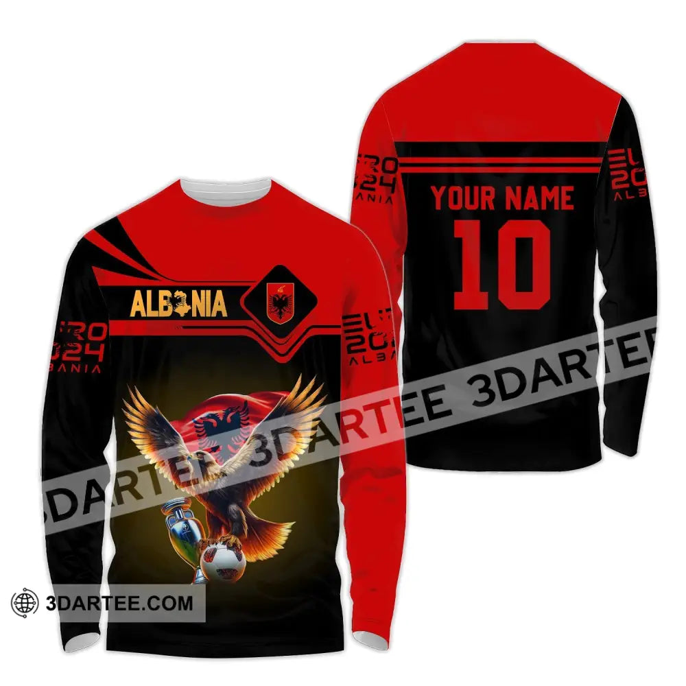 Unisex Shirt - Custom Name And Number Albania National Team Euro 2024 Red Long Sleeve / S T-Shirt