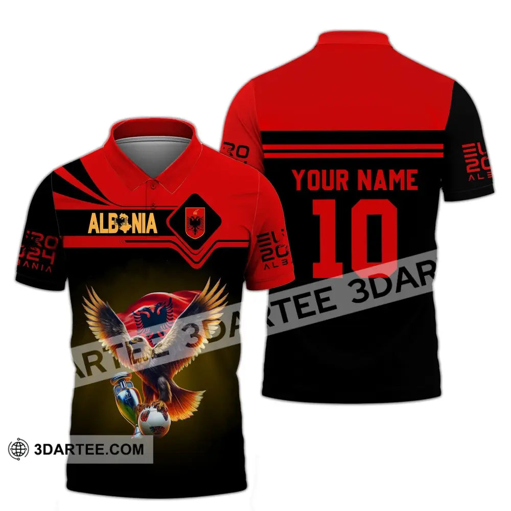 Unisex Shirt - Custom Name And Number Albania National Team Euro 2024 Red Polo / S T-Shirt