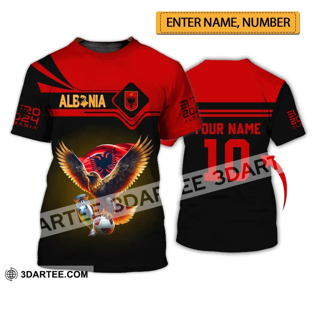 Unisex Shirt - Custom Name And Number Albania National Team Euro 2024 Red T-Shirt