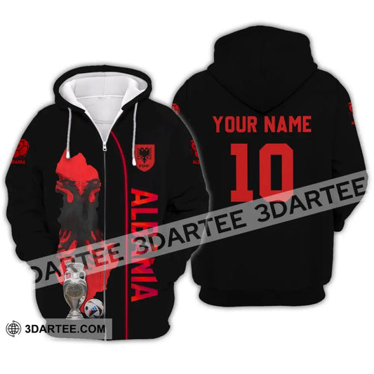 Unisex Shirt - Custom Name And Number Albania National Team Euro 2024 Zipper Hoodie / S T-Shirt