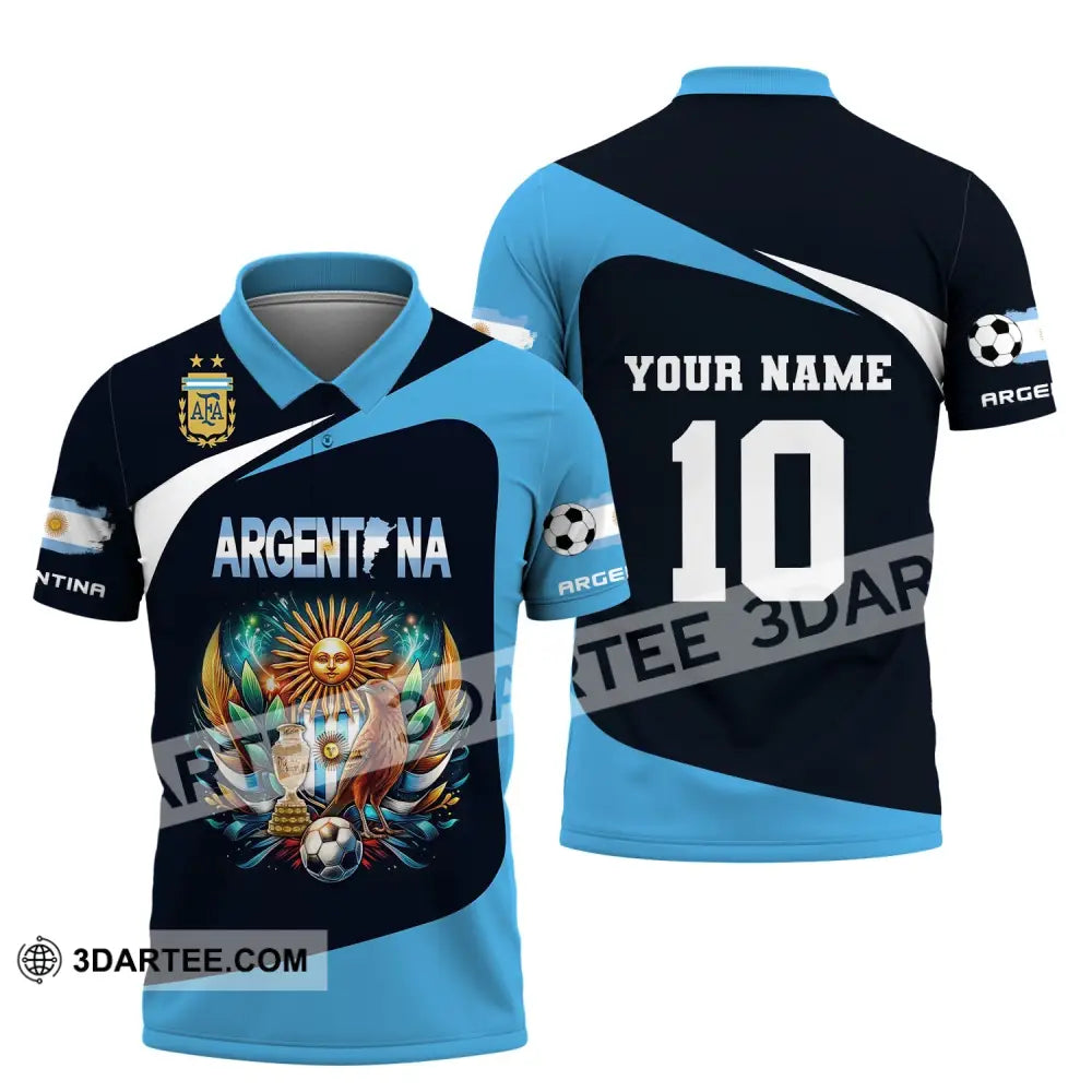 Unisex Shirt Custom Name And Number Argentina Euro 2024 Football Polo Long Sleeve / S T-Shirt