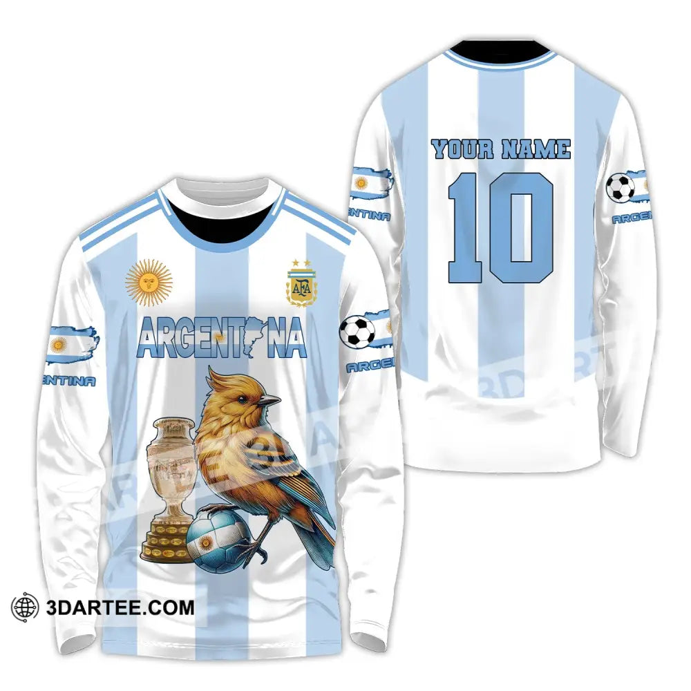 Unisex Shirt Custom Name And Number Argentina Euro 2024 Football Polo Long Sleeve / S T-Shirt