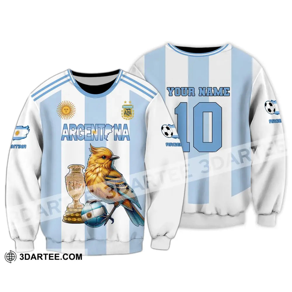 Unisex Shirt Custom Name And Number Argentina Euro 2024 Football Polo Long Sleeve / S T-Shirt