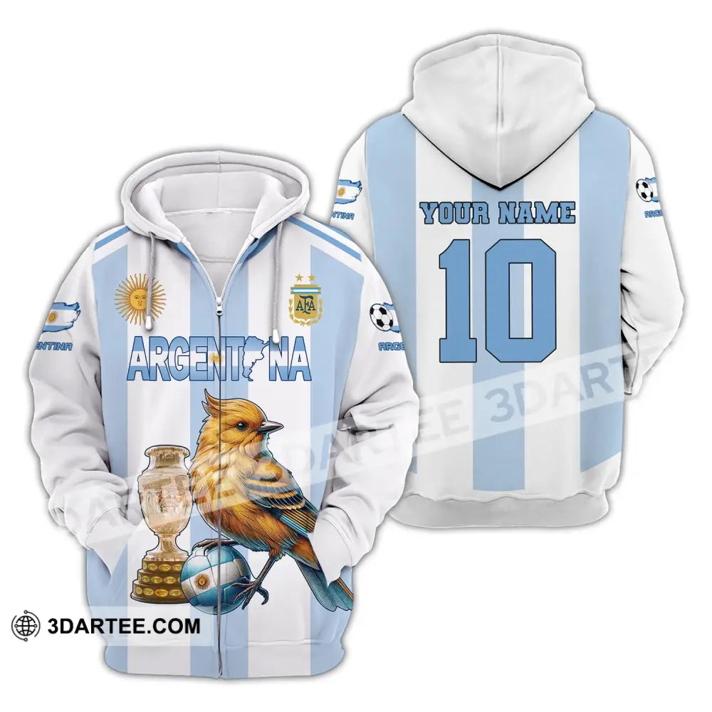 Unisex Shirt Custom Name And Number Argentina Euro 2024 Football Polo Long Sleeve Zipper Hoodie / S