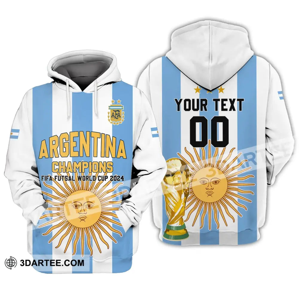 Unisex Shirt - Custom Name And Number Argentina Football Fifa World Cup Champions Hoodie / S T-Shirt