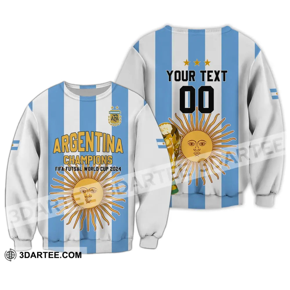 Unisex Shirt - Custom Name And Number Argentina Football Fifa World Cup Champions Long Sleeve / S