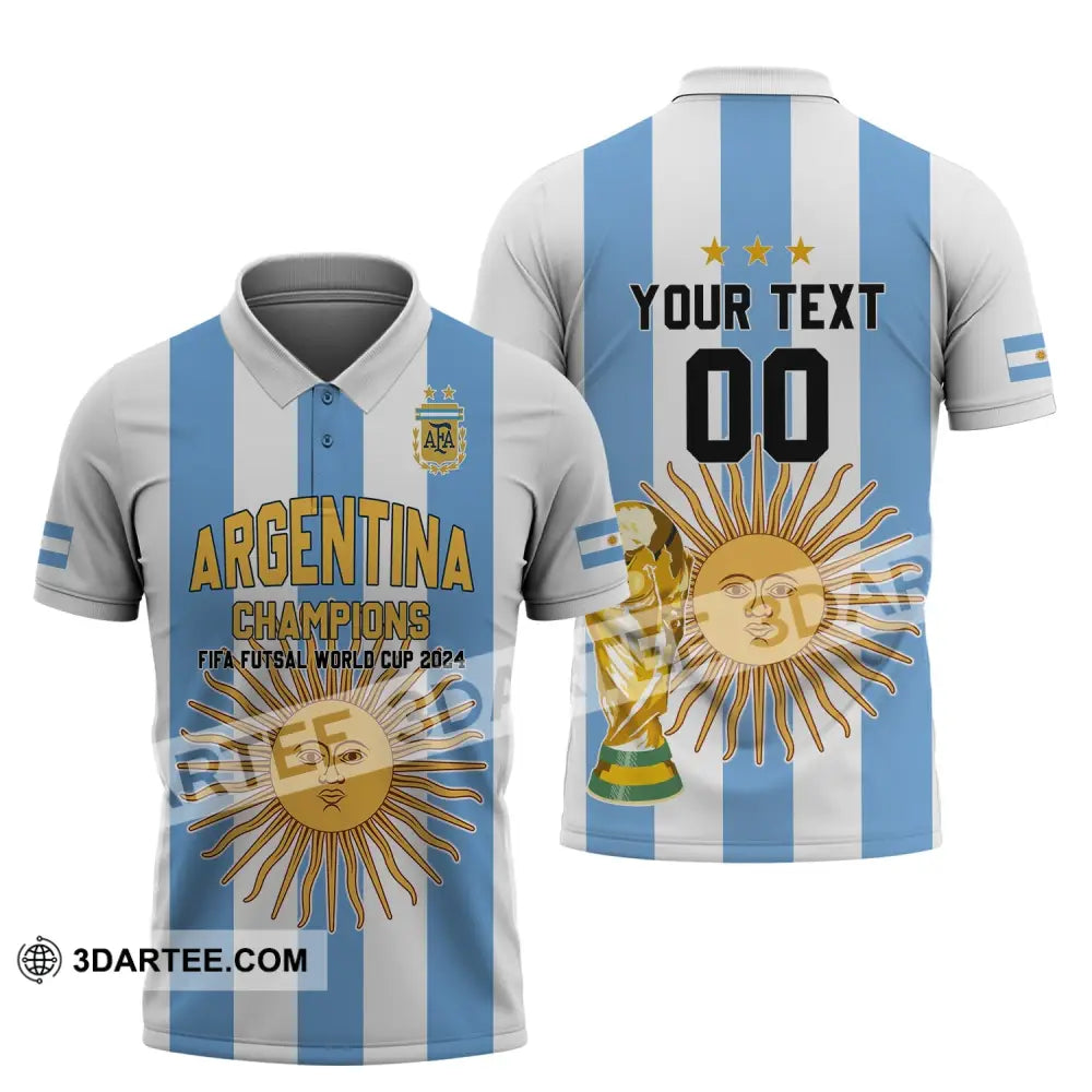 Unisex Shirt - Custom Name And Number Argentina Football Fifa World Cup Champions Polo / S T-Shirt