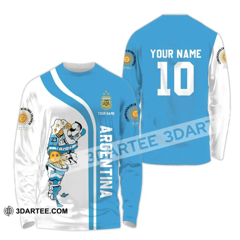 Unisex Shirt - Custom Name And Number Argentina National Team Afa Long Sleeve / S T-Shirt