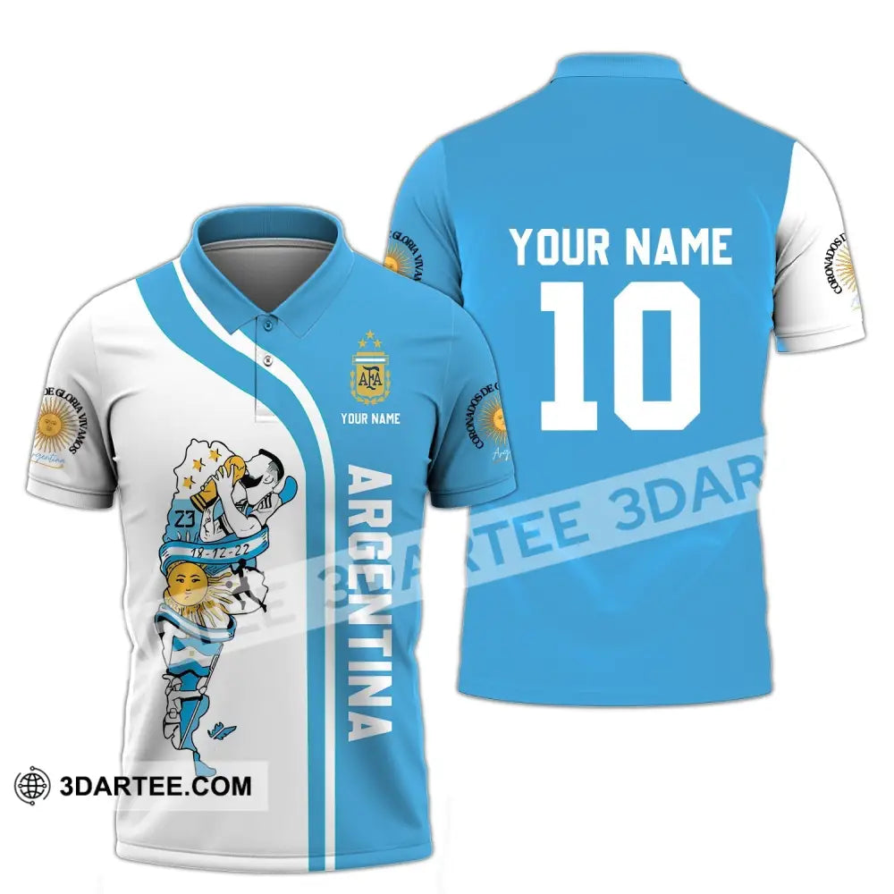 Unisex Shirt - Custom Name And Number Argentina National Team Afa Polo / S T-Shirt