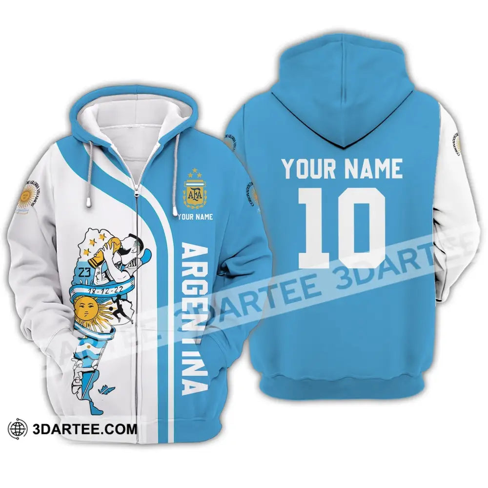 Unisex Shirt - Custom Name And Number Argentina National Team Afa Zipper Hoodie / S T-Shirt