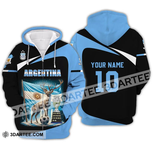 Unisex Shirt - Custom Name And Number Argentina National Team Lover Zipper Hoodie / S T-Shirt