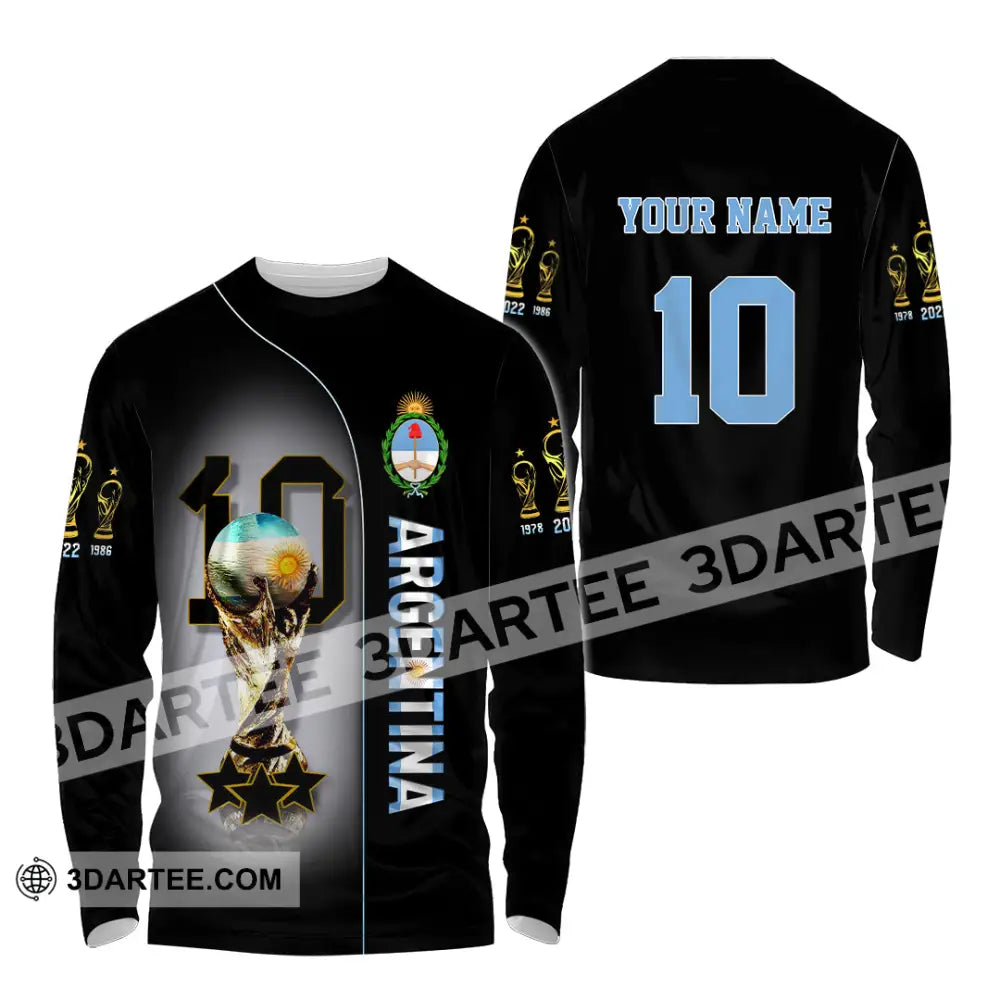 Unisex Shirt Custom Name And Number Argentina T-Shirt Lover Gift Long Sleeve / S T-Shirt