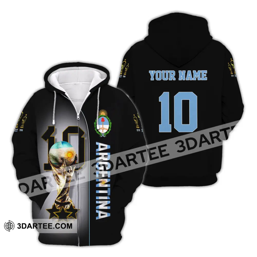 Unisex Shirt Custom Name And Number Argentina T-Shirt Lover Gift Zipper Hoodie / S T-Shirt