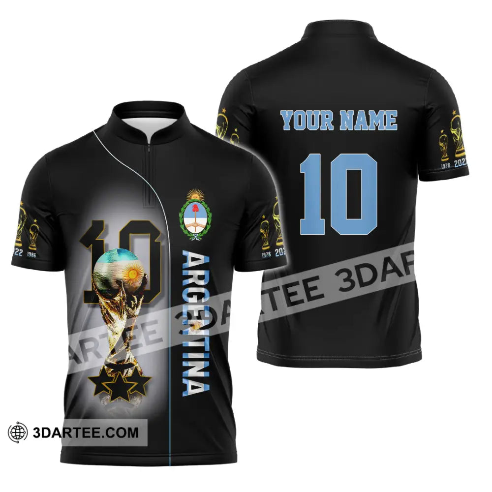 Unisex Shirt Custom Name And Number Argentina T-Shirt Lover Gift Zipper Polo / S T-Shirt