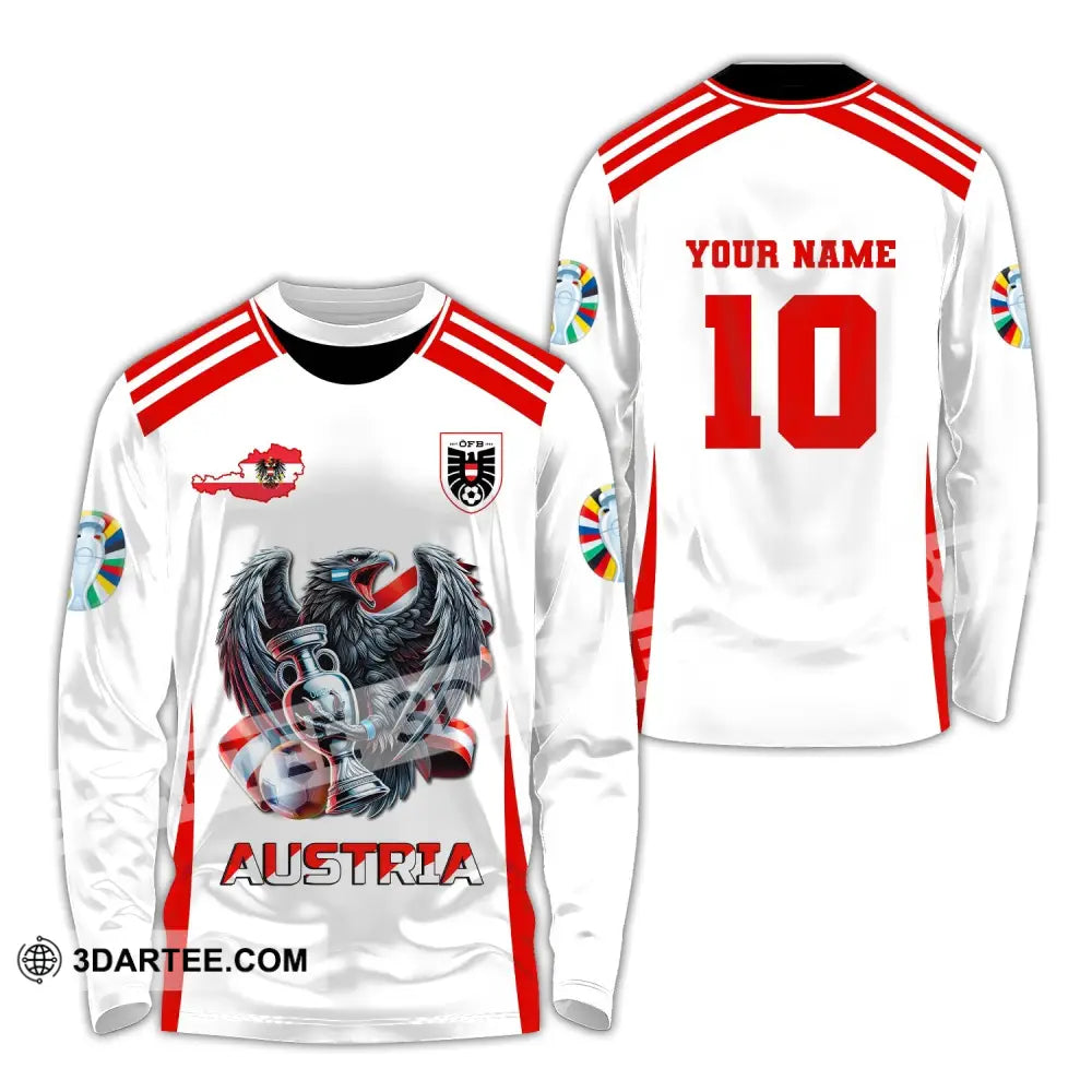 Unisex Shirt Custom Name And Number Austria Football Euro 2024 Polo Long Sleeve / S T-Shirt