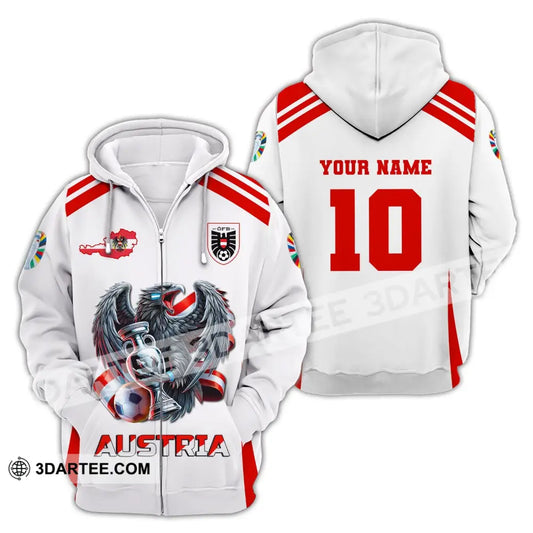 Unisex Shirt Custom Name And Number Austria Football Euro 2024 Polo Long Sleeve Zipper Hoodie / S