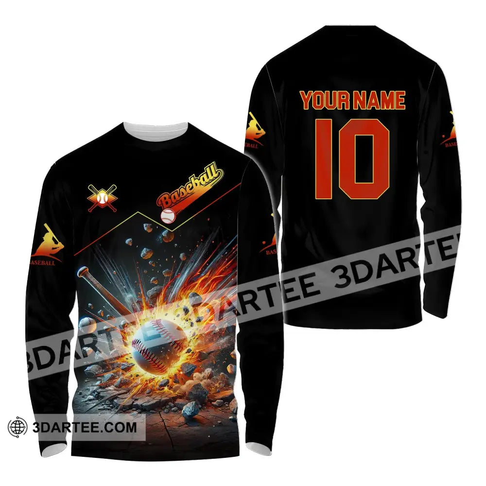 Unisex Shirt - Custom Name And Number Baseball Sport Long Sleeve / S T-Shirt