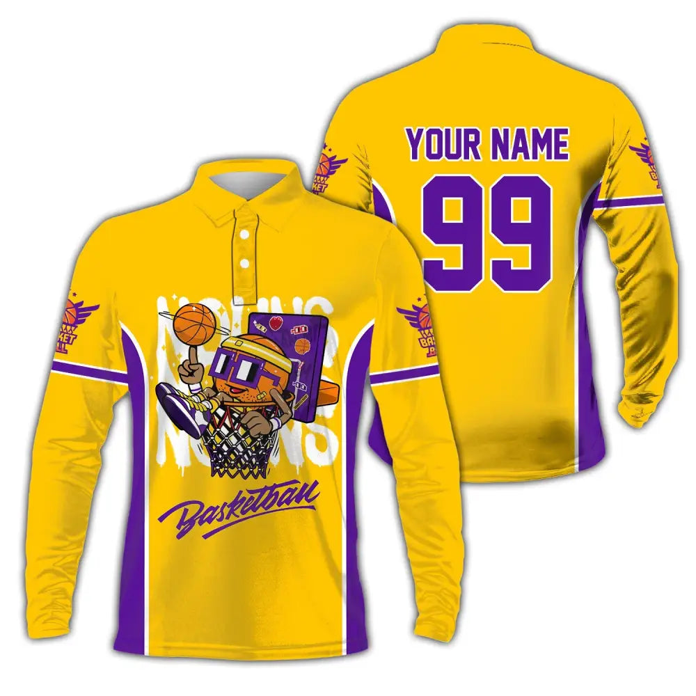 Unisex Shirt Custom Name And Number Basketball Club Uniform Hoodie T-Shirt Long Sleeve Polo / S