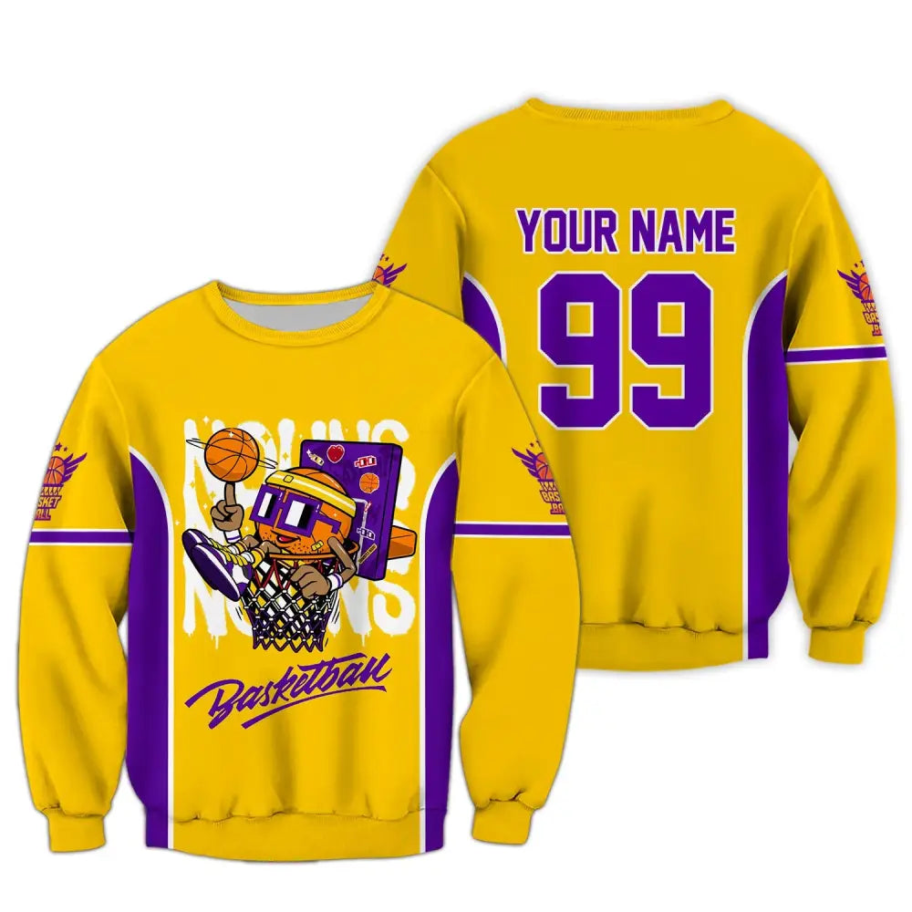 Unisex Shirt Custom Name And Number Basketball Club Uniform Hoodie T-Shirt Long Sleeve / S
