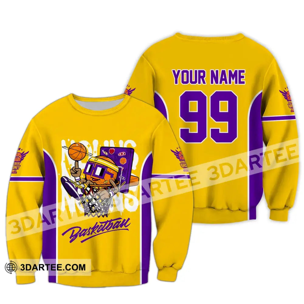 Unisex Shirt Custom Name And Number Basketball Club Uniform Hoodie T-Shirt Long Sleeve / S