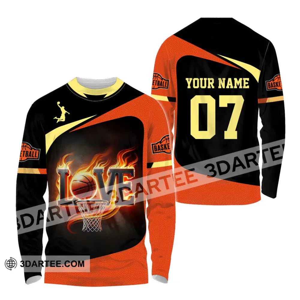 Unisex Shirt Custom Name And Number Basketball Lover Gift Long Sleeve / S T-Shirt