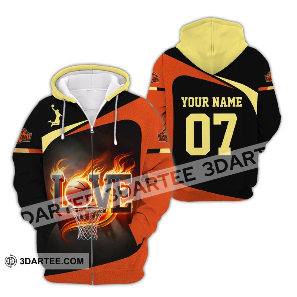 Unisex Shirt Custom Name And Number Basketball Lover Gift Zipper Hoodie / S T-Shirt