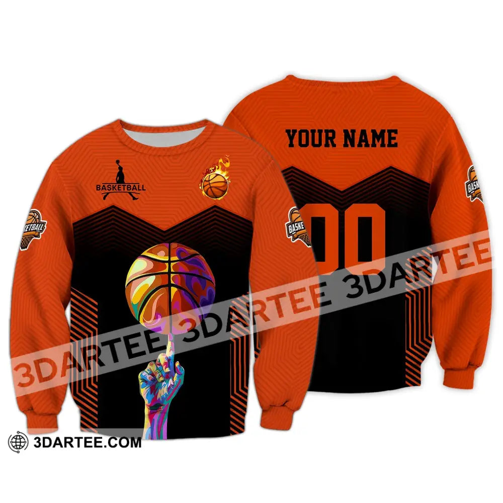 Unisex Shirt Custom Name And Number Basketball Lover T-Shirt Long Sleeve Polo / S