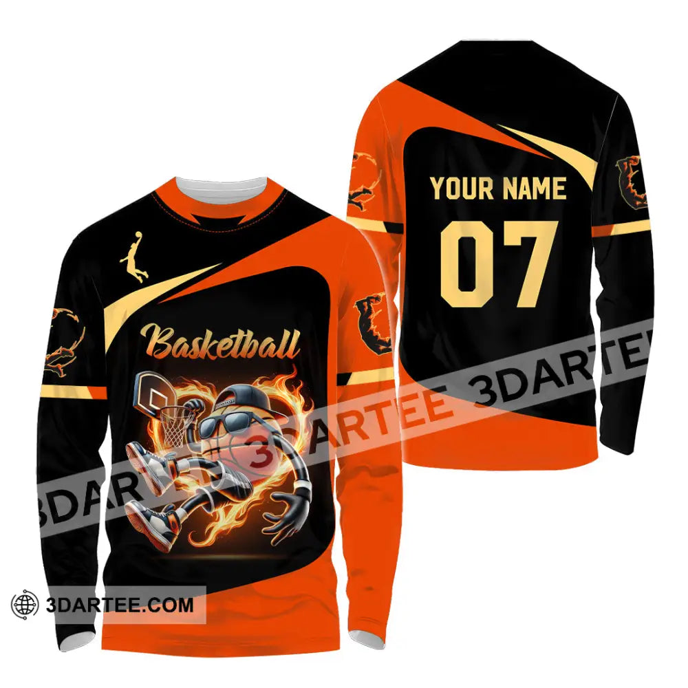 Unisex Shirt Custom Name And Number Basketball Polo Long Sleeve Gift / S T-Shirt