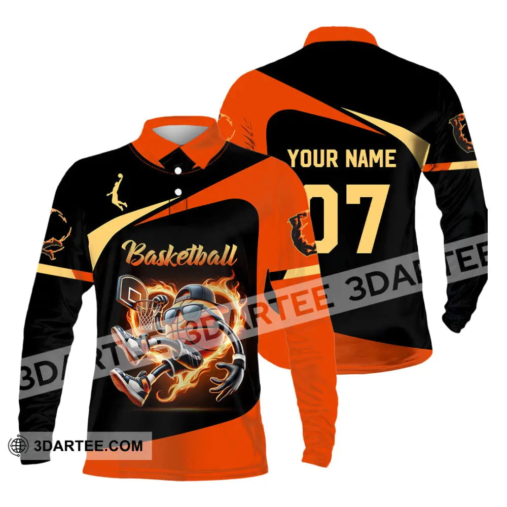 Unisex Shirt Custom Name And Number Basketball Polo Long Sleeve Gift / S T-Shirt