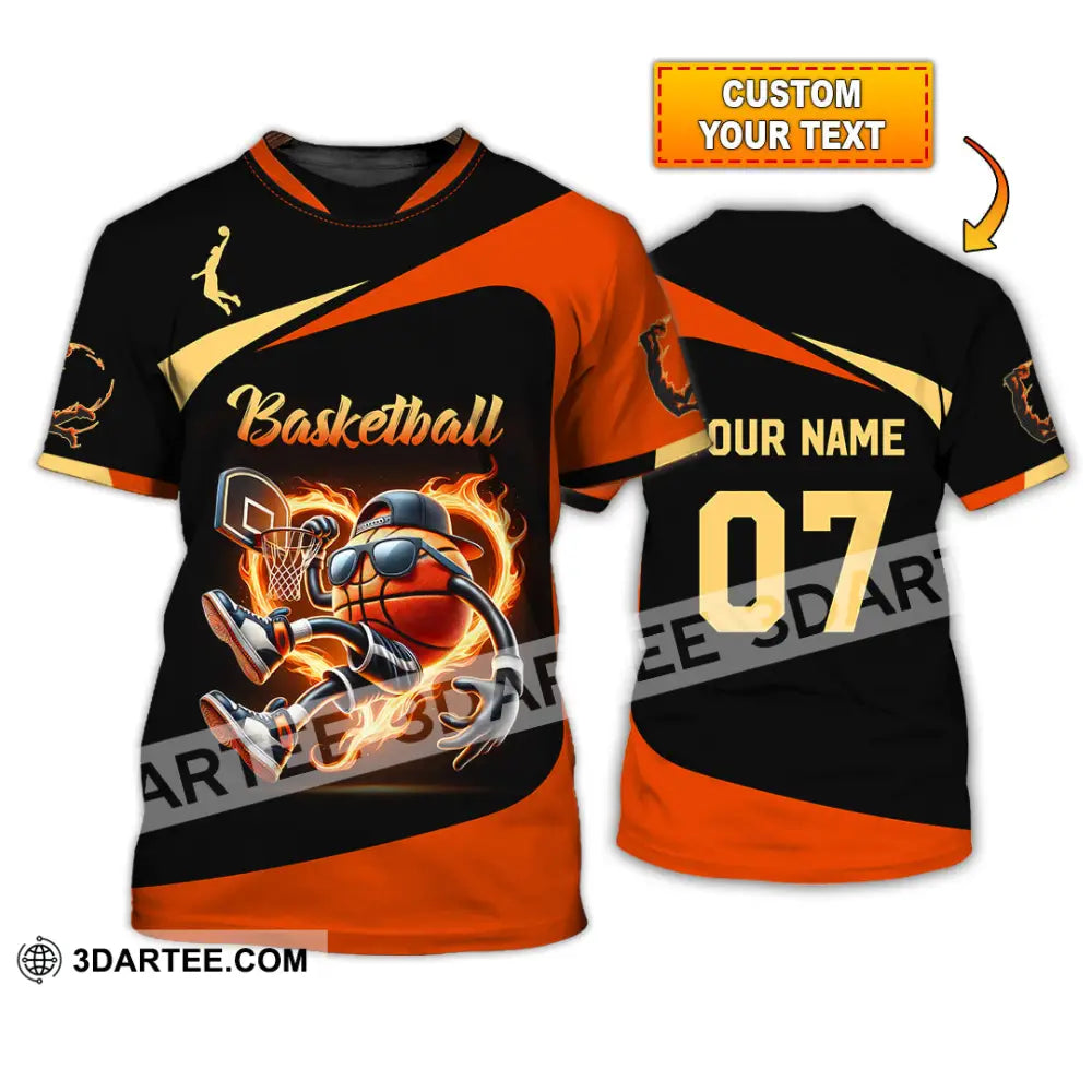 Unisex Shirt Custom Name And Number Basketball Polo Long Sleeve Gift T-Shirt