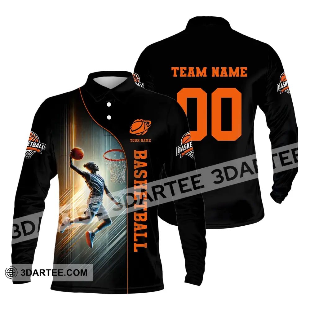 Unisex Shirt Custom Name And Number Basketball Polo Long Sleeve / S T-Shirt