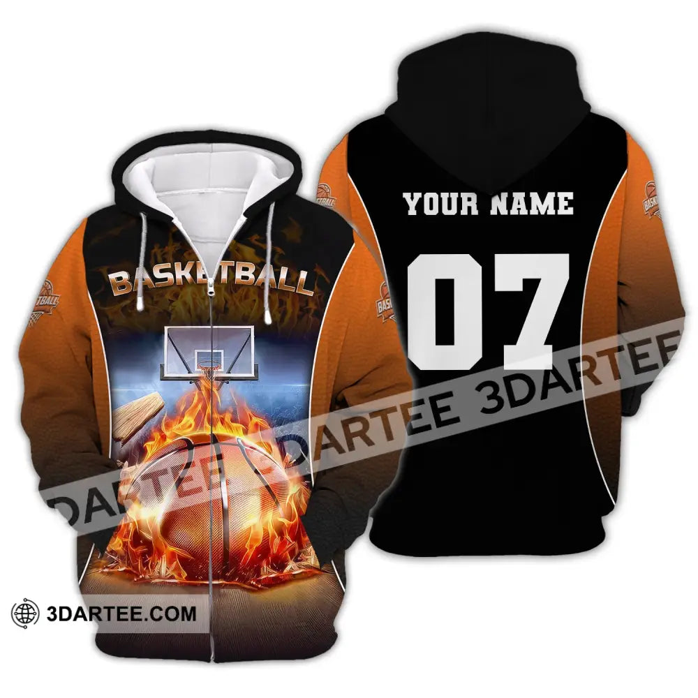 Unisex Shirt Custom Name And Number Basketball T-Shirt Gift For Player Zipper Hoodie / S