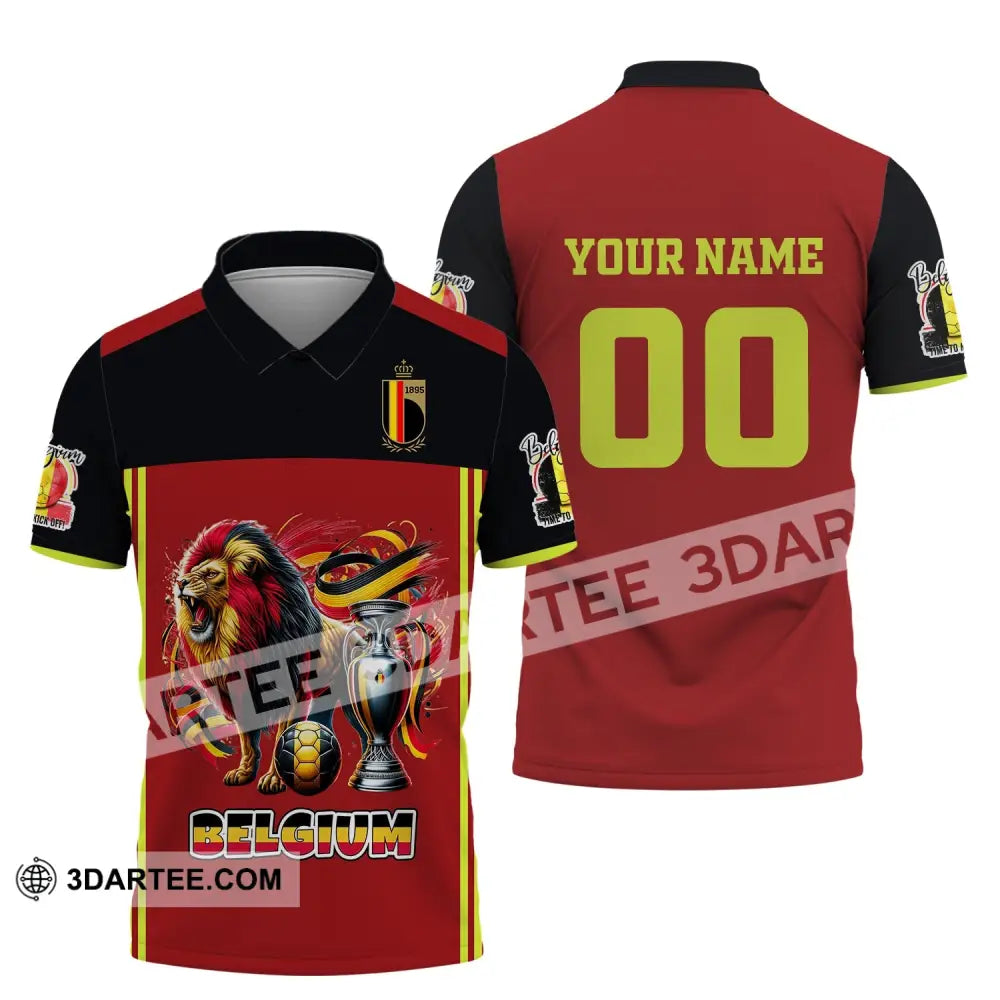 Unisex Shirt Custom Name And Number Belgium Football Polo Euro 2024 Hoodie Long Sleeve / S T-Shirt