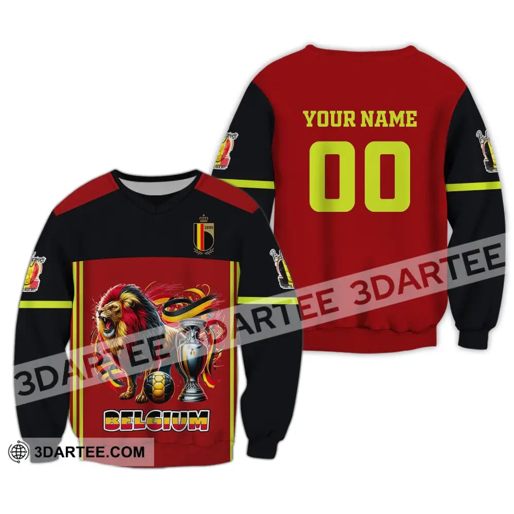 Unisex Shirt Custom Name And Number Belgium Football Polo Euro 2024 Hoodie Long Sleeve / S T-Shirt