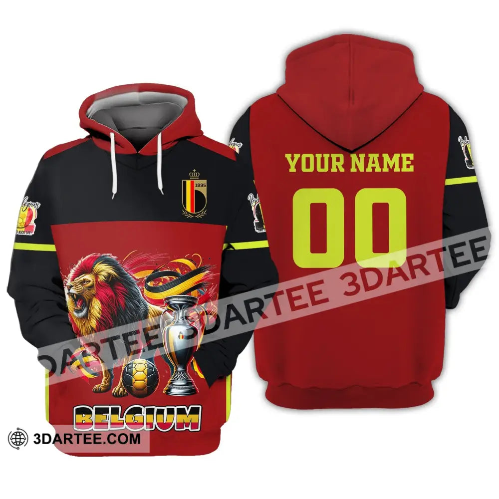 Unisex Shirt Custom Name And Number Belgium Football Polo Euro 2024 Hoodie Long Sleeve / S T-Shirt