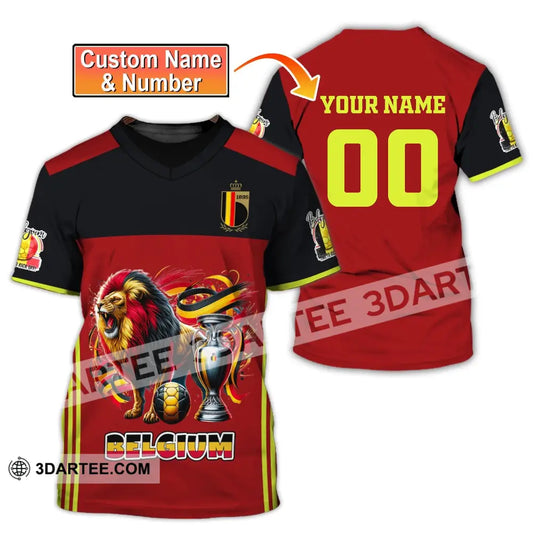 Unisex Shirt Custom Name And Number Belgium Football Polo Euro 2024 Hoodie Long Sleeve T-Shirt