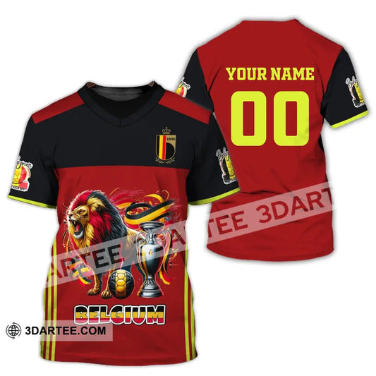 Unisex Shirt Custom Name And Number Belgium Football Polo Euro 2024 Hoodie Long Sleeve T-Shirt / S