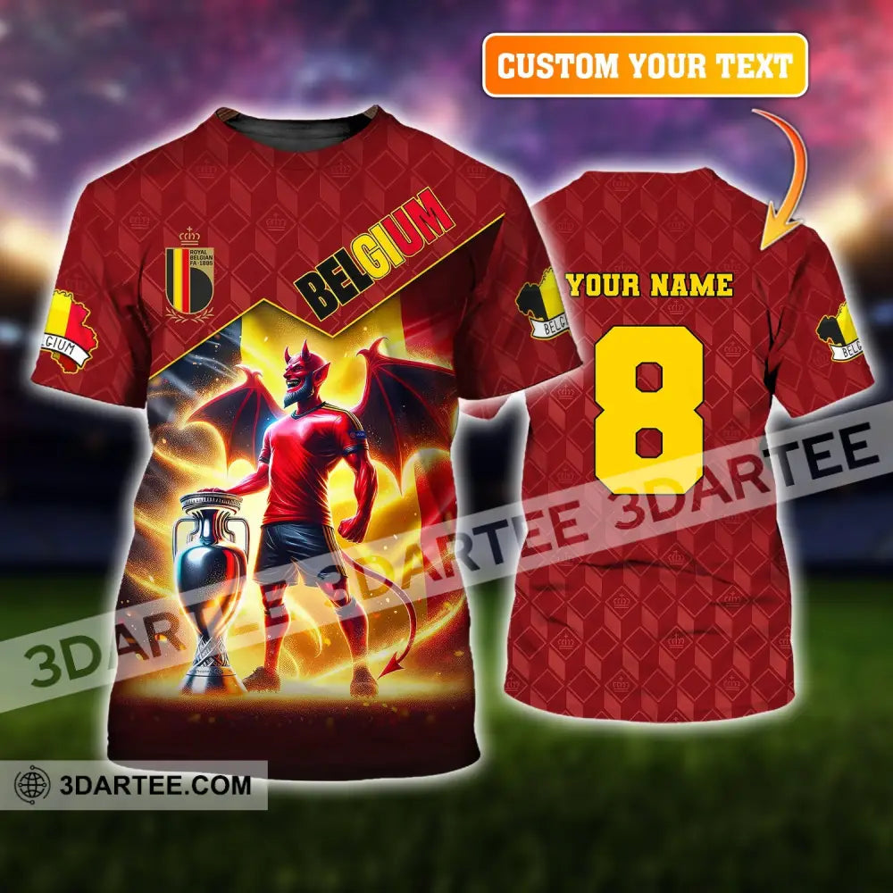 Unisex Shirt Custom Name And Number Belgium Football T-Shirt Euro 2024 Polo Long Sleeve