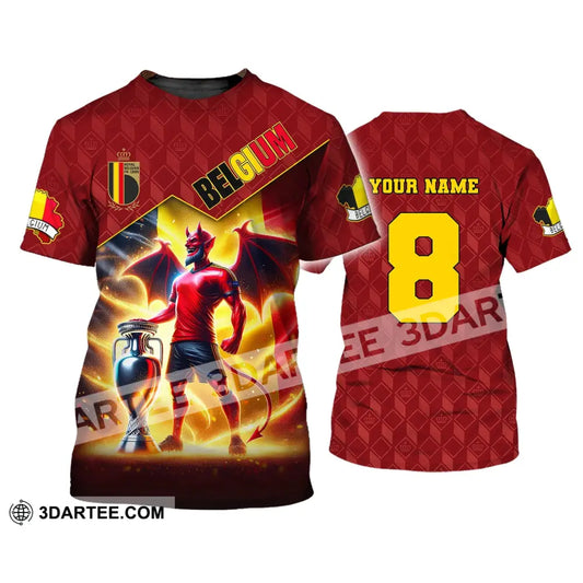 Unisex Shirt Custom Name And Number Belgium Football T-Shirt Euro 2024 Polo Long Sleeve / S