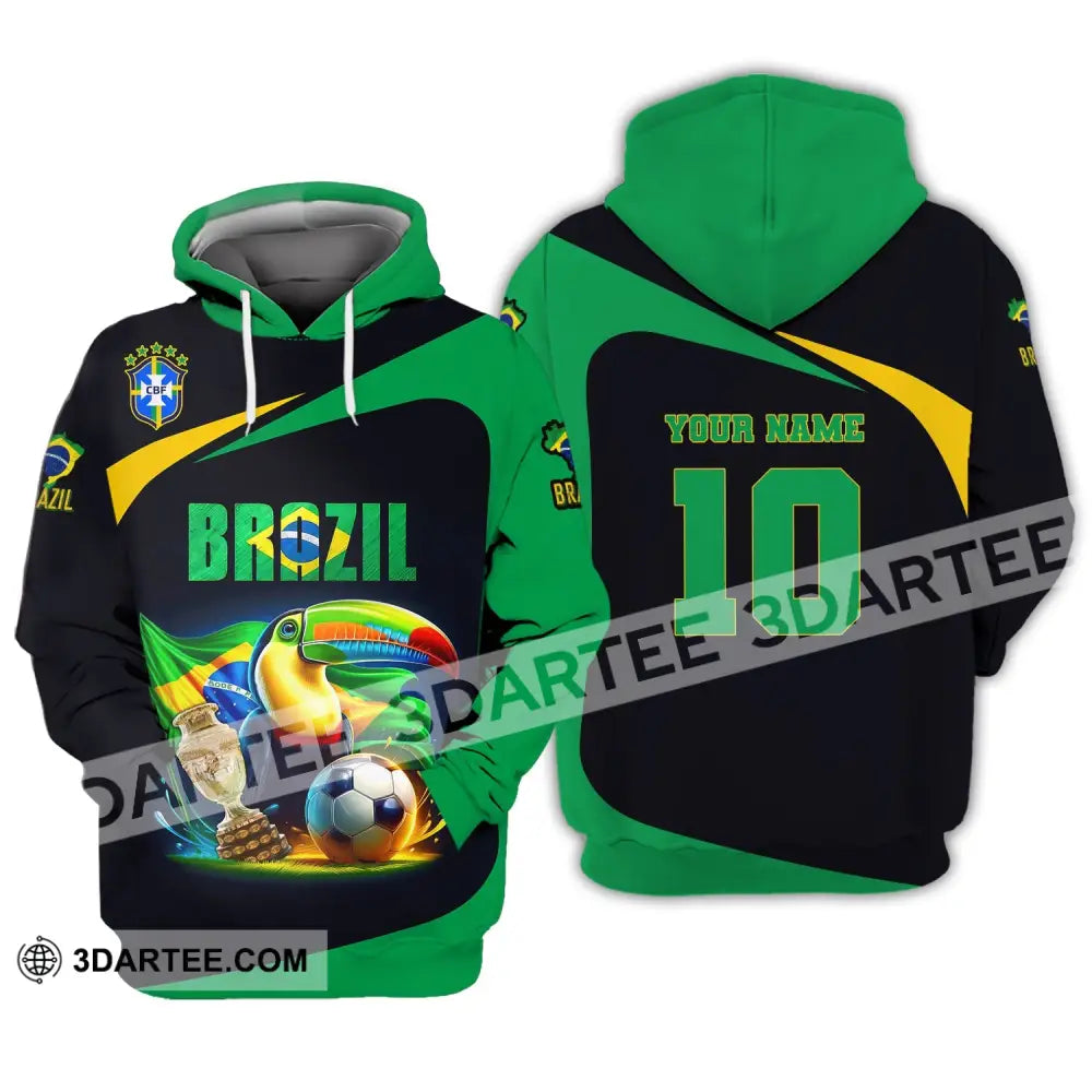 Unisex Shirt Custom Name And Number Brazil Football Euro 2024 Polo Long Sleeve Hoodie / S T-Shirt