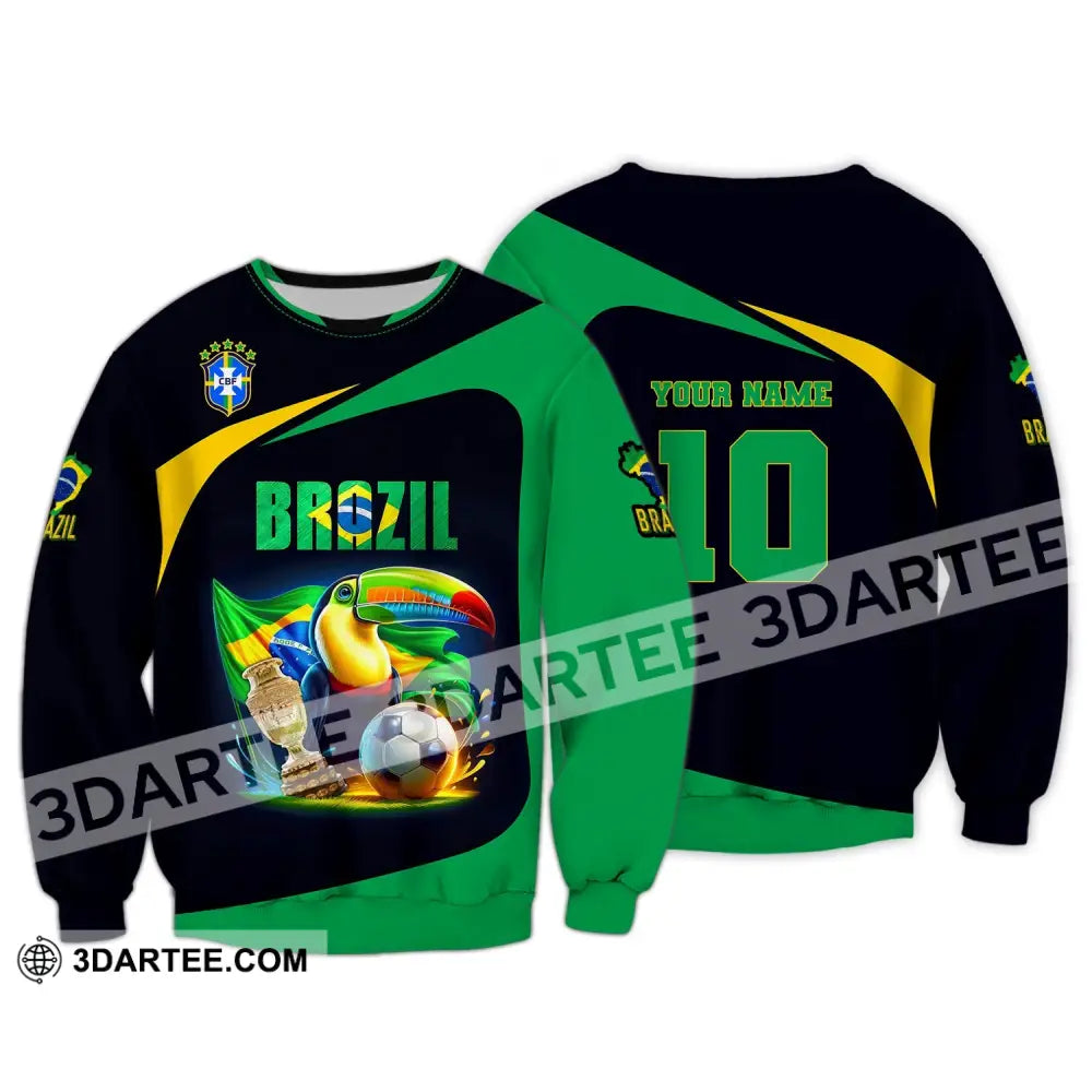 Unisex Shirt Custom Name And Number Brazil Football Euro 2024 Polo Long Sleeve / S T-Shirt