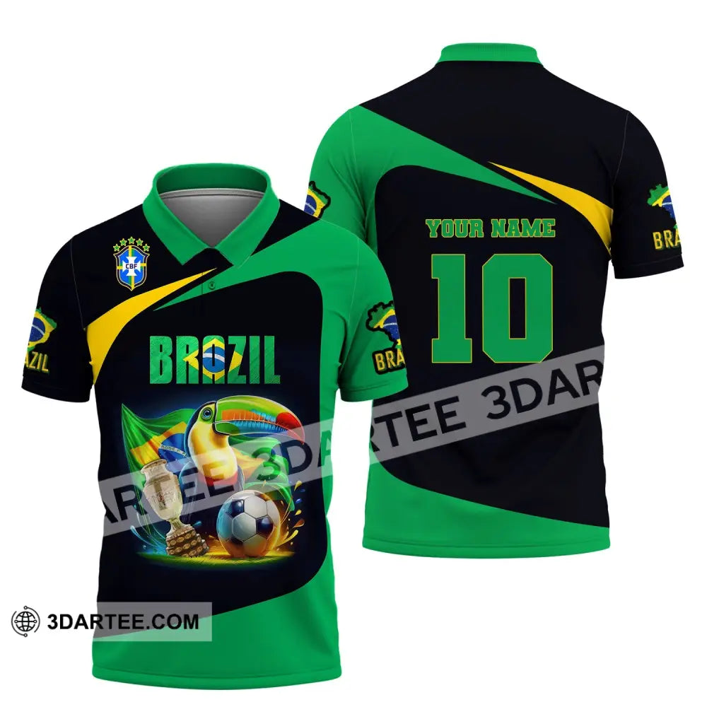 Unisex Shirt Custom Name And Number Brazil Football Euro 2024 Polo Long Sleeve / S T-Shirt