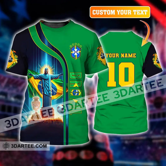 Unisex Shirt Custom Name And Number Brazil Football T-Shirt Euro 2024 Polo Long Sleeve