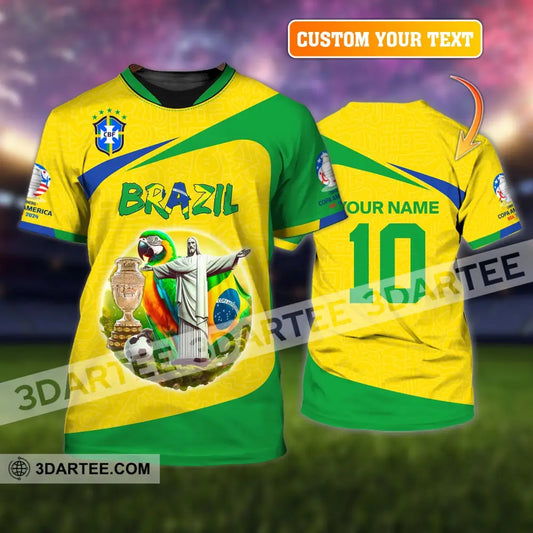 Unisex Shirt Custom Name And Number Brazil Football T-Shirt Euro 2024 Polo Long Sleeve