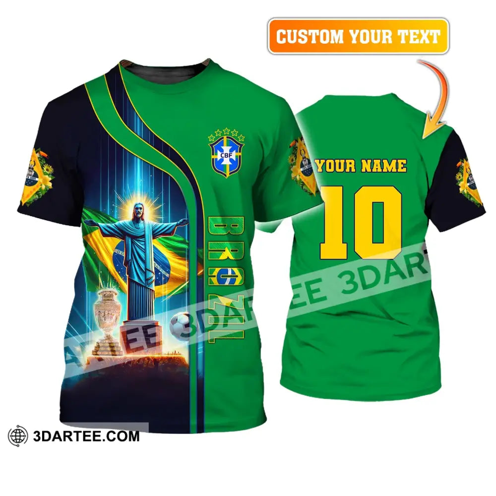 Unisex Shirt Custom Name And Number Brazil Football T-Shirt Euro 2024 Polo Long Sleeve