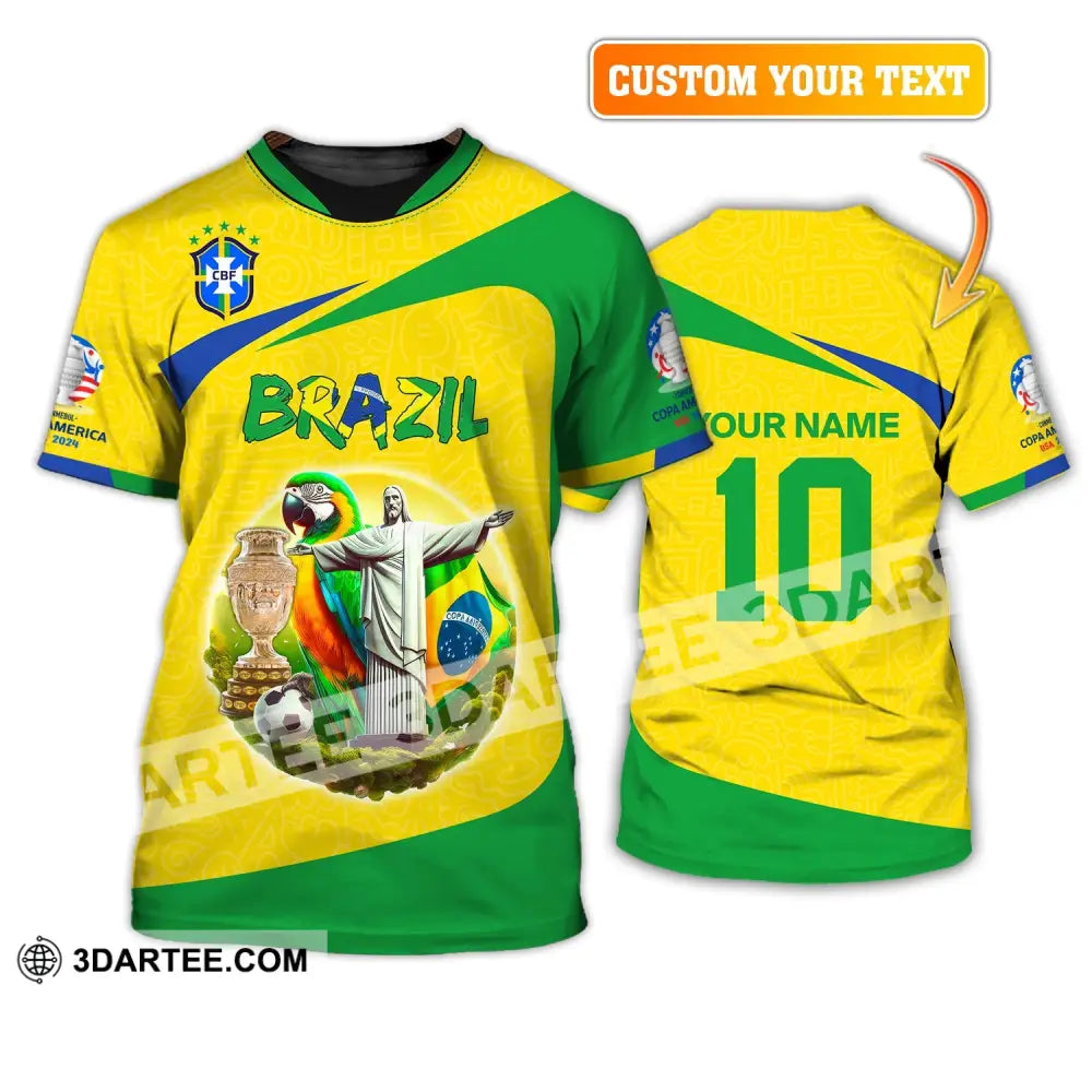 Unisex Shirt Custom Name And Number Brazil Football T-Shirt Euro 2024 Polo Long Sleeve