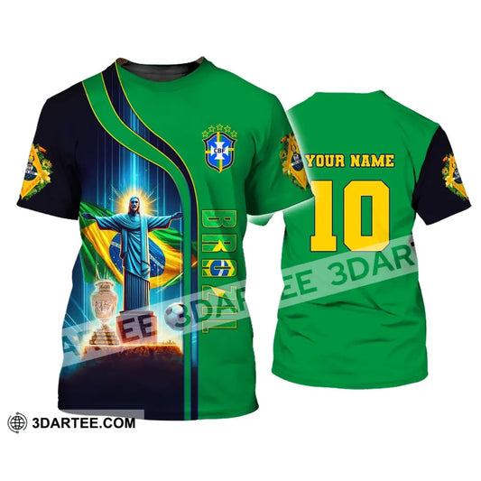 Unisex Shirt Custom Name And Number Brazil Football T-Shirt Euro 2024 Polo Long Sleeve / S