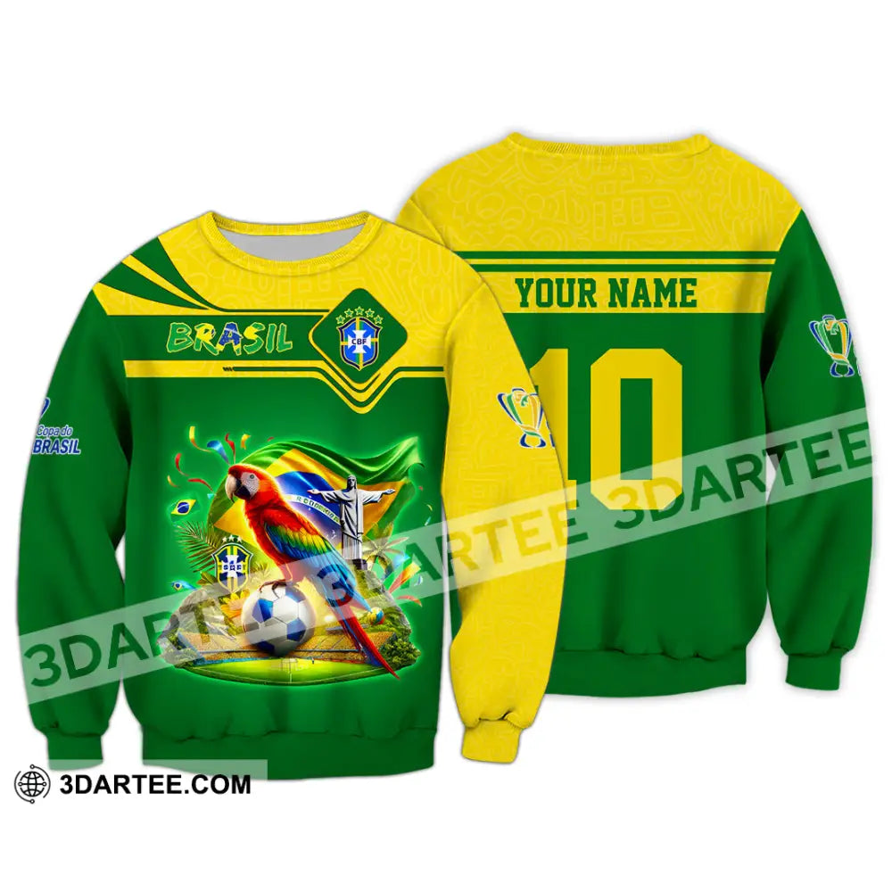 Unisex Shirt Custom Name and Number Brazil Football T-Shirt Brazil Football Polo Long Sleeve Shirt T-Shirt