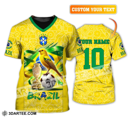 Unisex Shirt Custom Name And Number Brazil Football T-Shirt Polo Long Sleeve