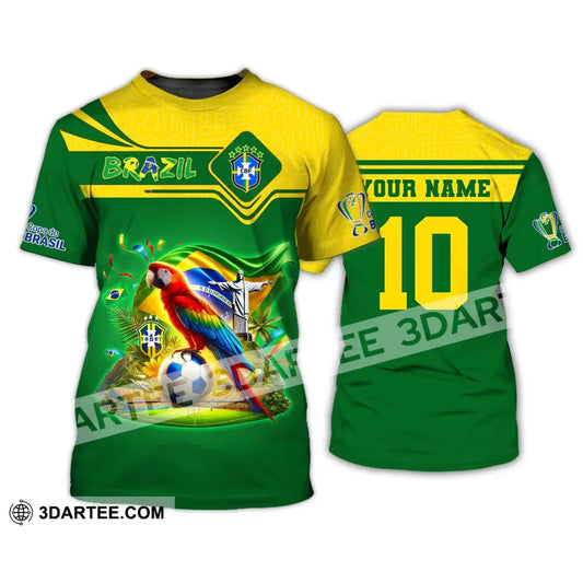 Unisex Shirt Custom Name And Number Brazil Football T-Shirt Polo Long Sleeve / S